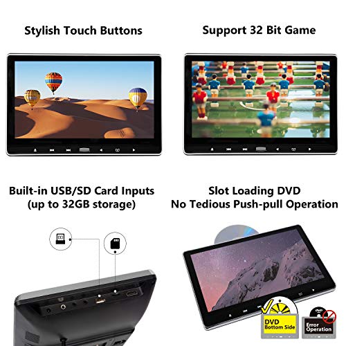 Eonon Headrest DVD Player Car DVD Player 11.6 Inch 1080P HD Digital Multimedia Monitor Super-Thin Car Headrest DVD Player, Headrest Monitors with HDMI Port and Remote Control USB and SD-C0318
