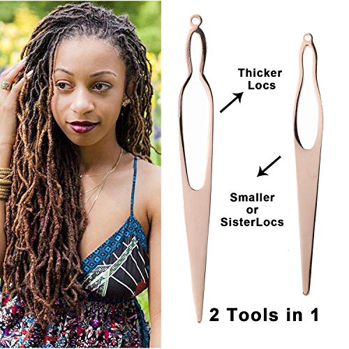 Two Different Size Dreadlocks Tools, Interlocking Tool For Locs, EasyLoc Hair Tool For Dreadlocks, Interlocks or Sisterlocks, Starting and Maintaining Your Locs Easy (Rose Gold)