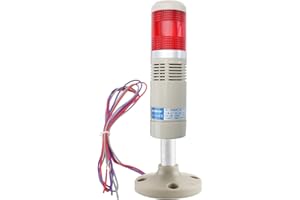 Baomain Industrial Signal Light Column LED Alarm Round Tower Light Indicator Continuous Light Warning Light Buzzer Red DC 24V LGP-502TJ