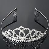USA Seller Follsy Peach Heart Flower Shape Tiara Crown Headband Comb Pin Shining Rhinestone Wedding Bridal Bride Party Birthday Tiaras