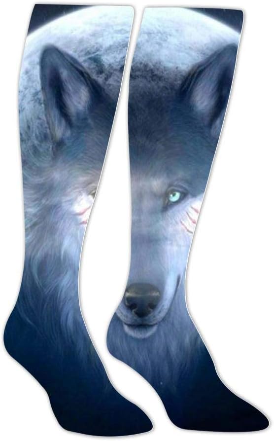 Knee High Stockings Abstract Wolf Animal Long Socks Sports Athletic for Man and Women