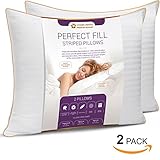 King Size Bed Pillows for Sleeping - 20x36, 2-Pack - Mid Loft - Soft Fiber Fill - Hypoallergenic - Stripe Cotton Covers - Top Alternative to Feather and Down Bedding – Fit California King and Twin Bed