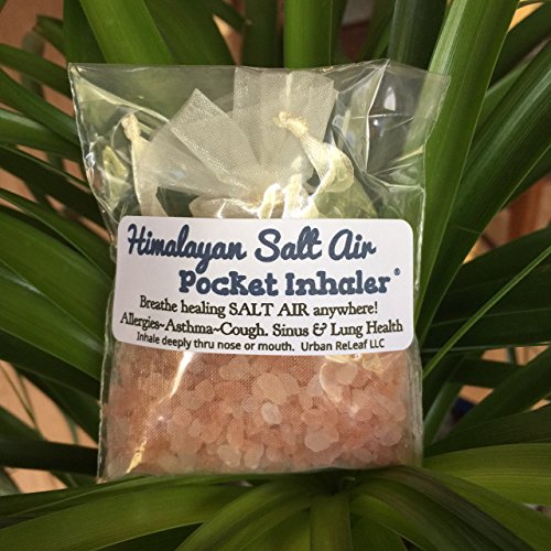 HIMALAYAN SALT AIR Pocket Inhaler. Handy Respiratory Wellness. Sinus & Lung Relief, Allergy Asthma Cough. Healing Ions. NO scent! Travel Portable Dry NETI Pot! Pure Pink. 100% natural. Organza sachet!