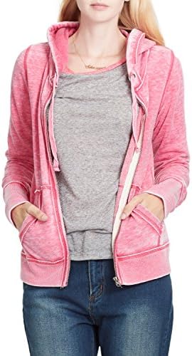 3LC PREMIUM Womens Athletic Soft Fleece Burnout Zip Up Jacket with Hoodie