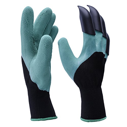 Garden Genie Gloves,Smartdoo Men's & Women's Work Glove with ABS Plastic Claws on Right Hand for Digging and Planting