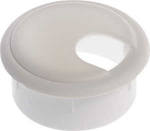 White Capped Computer Desk Grommet (Fits a 1-3/4" Hole)