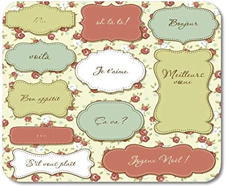 Nakamela Mouse Pads French White Chic Vintage Frames Floral Pattern As Shabby Label Mouse mats 9.5" x 7.9" Mouse pad Suitable for Notebook Desktop Computers
