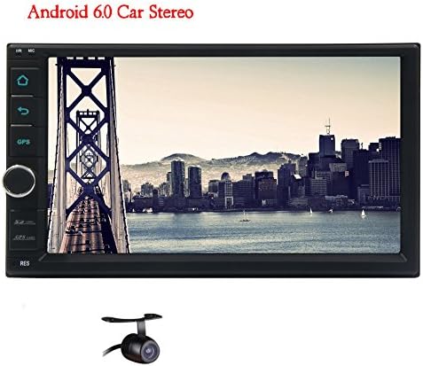 EinCar in Dash Android 6.0 Double Din 7 inch Capacitive Touch Screen Car Stereo NO DVD Player GPS Navigation Wifi with Bluetooth for Universal 2 din Cars 7 Color Button illumination with Backup Camera