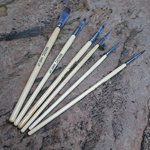 IMAGIC 6Pcs Pro Makeup Brushes Tattoo Oil Paint Makeup Brushes Wood Handle