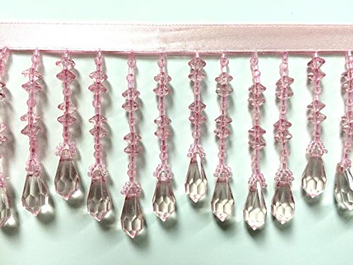 3" Crystal Beaded Fringe Trim CBF-19/18 Pink (Sold by the yard)
