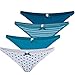 Queenie Ke Women's Comfort Cotton Rich Snug Fit Ultra Low Brief Panty Size L Color White Heart/Blue Stripe/Sky Blue/Ocean Blue 4 Pack