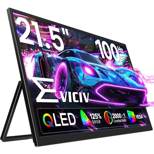 EVICIV Portable Monitor 21,5 Zoll 100Hz GroBer QLED 125% sRGB 2000:1