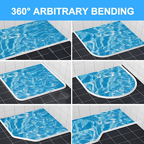 Duzzy 67 Inch Collapsible Shower Threshold Water Dam, Silicone Shower