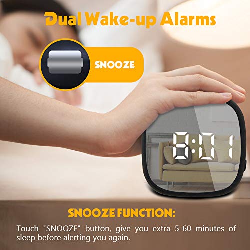 GLOUE Travel Alarm Clock Small Bedside Digital Alarm Clock Dimmable Kitchen LED Alarm