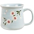 Chumbak Japanese Blossom Pastel Mug - Blue - Tea and Coffee Mug, Ceramic Drinking Cup, Dining and Tableware for Hot Beverages, Breakfast Mug for Home, Dishwasher and Microwave Safe, 3.7"x5.3"x3.8"