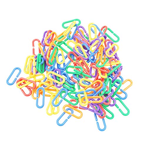 lehao 100pcs C-Clips Hooks Chain C-Links Sugar Glider Rat Parrot Bird Toy Parts Plastic Chain Links Cage Hang Ring Plaything Climb Toys
