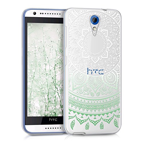 kwmobile TPU Silicone Case for HTC Desire 620G - Crystal Clear Smartphone Back Case Protective Cover - Mint White Transparent