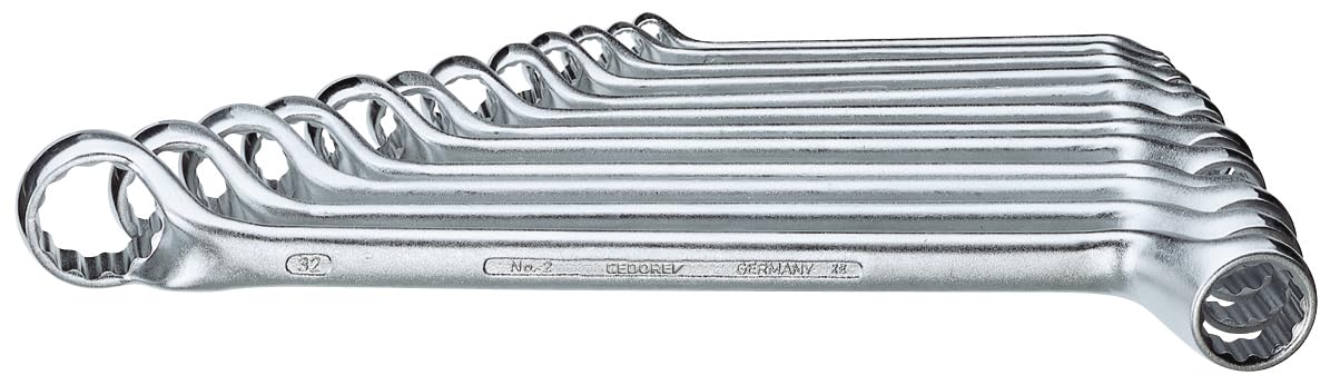 GEDORE Double Ring Spanner Set, 12 Pieces, 6-32 mm, Offset, Forged, Premium Hand Tool Set, Ideal for Professional Craftsmen and DIY Enthusiasts