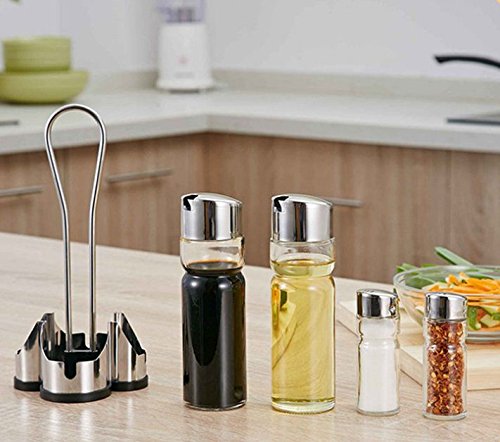 Club Set Sale e Pepe, Olio e Aceto, in acciaio inox e vetro, Salsa Aceto Cruet Set Barattoli Porta Spezie di 5