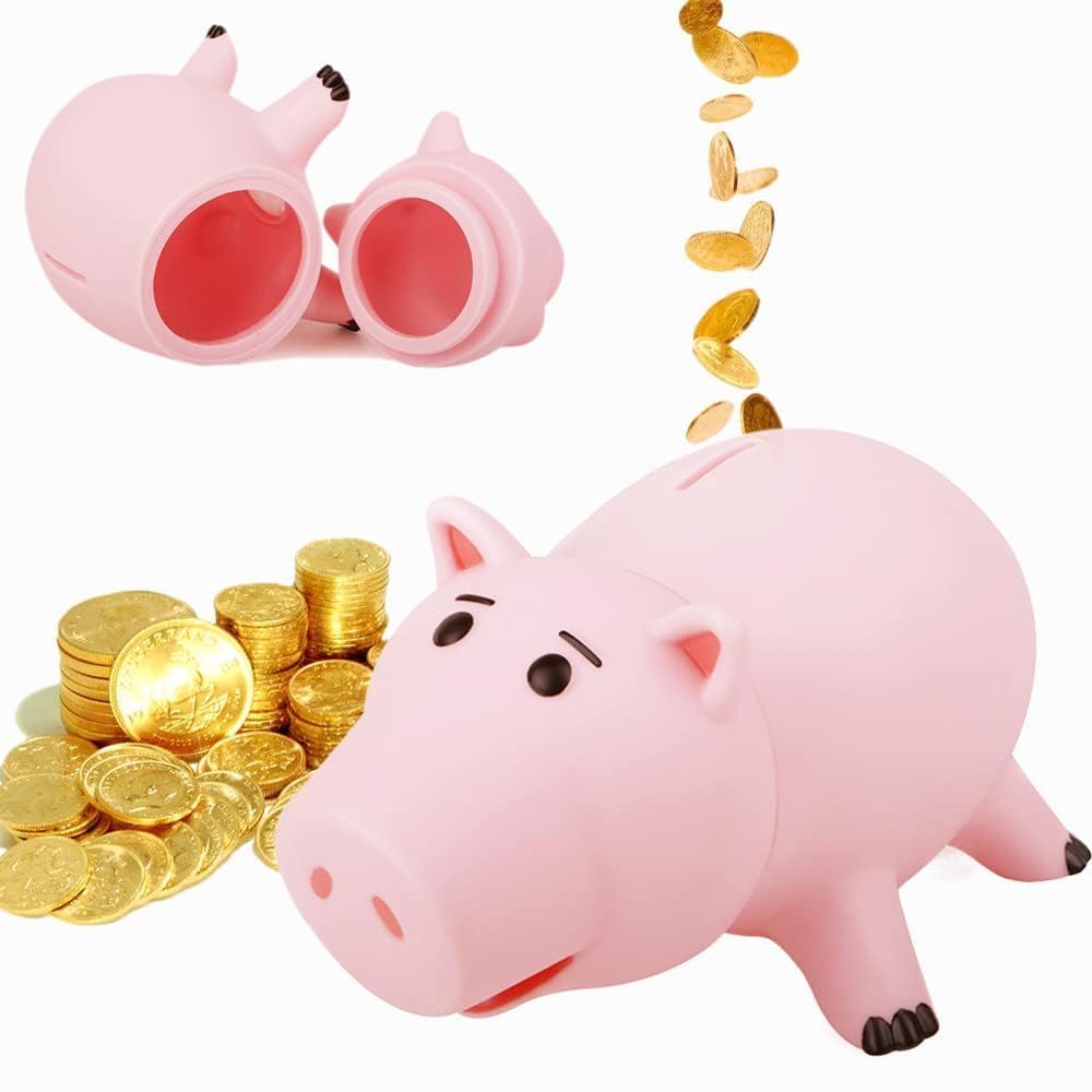 PHOCAS Hairphocas Cute Pink Pig Money Box Plastic Piggy Bank for Kid's Xmas Christmas Birthday Gift with Box