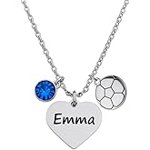 Personalized Soccer Necklace with Letter Charm, Custom Soccer Jewelry Gifts for Soccer Players, Teams & Coaches