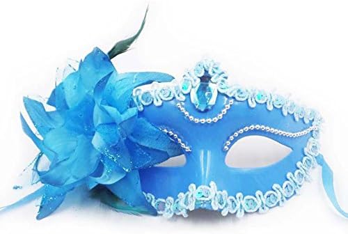 YiYi Operation Plastic Textile Masquerade Pure Color Venitian Mask Mardi Gras With Flower
