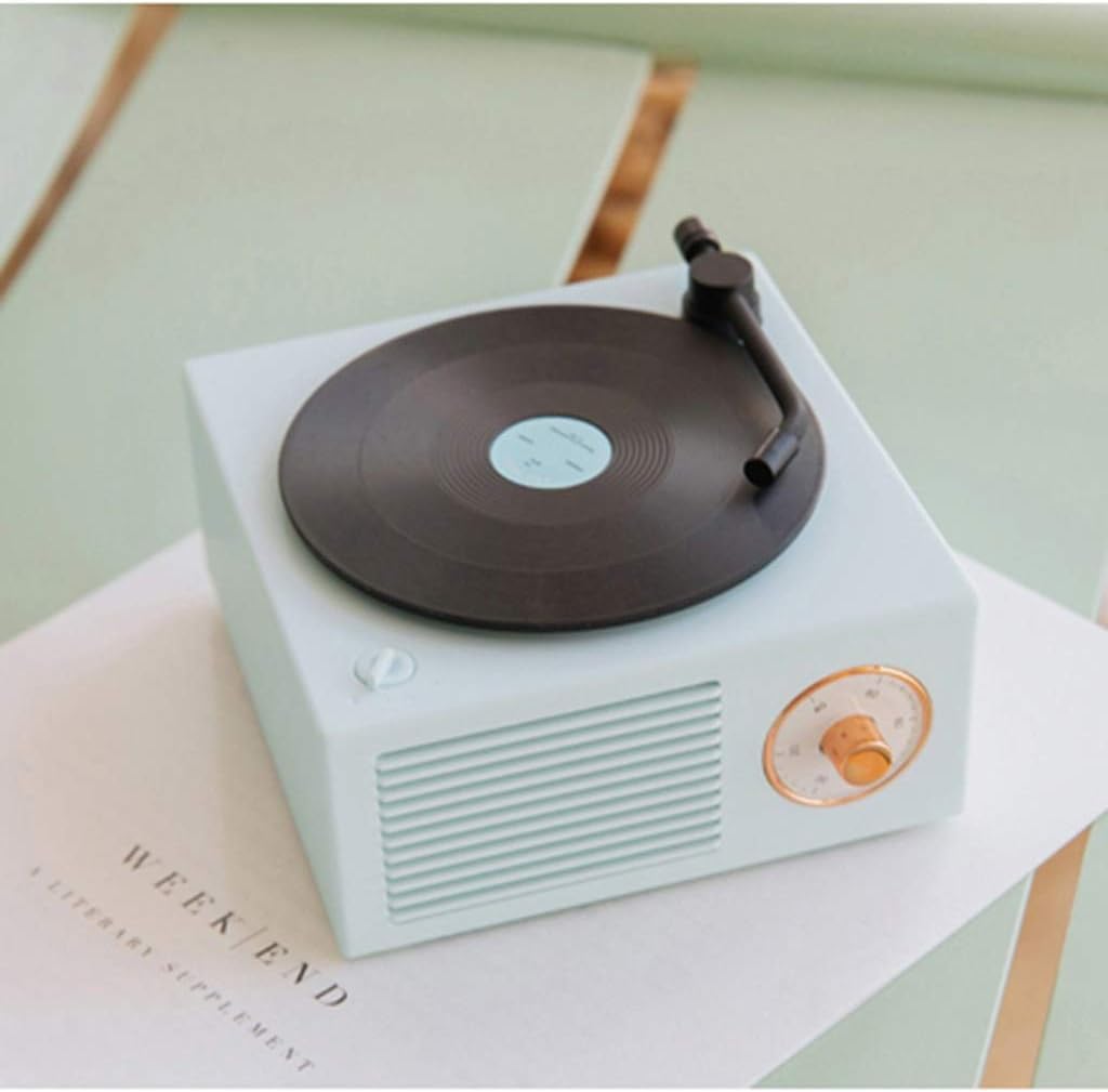 Amazon Lu レトロなレコードプレーヤーのbluetoothスピーカー ポータブルワイヤレスミニ小さなかわいい漫画のカードの携帯電話コンピュータのオーディオ 色 緑 Lu オーディオ