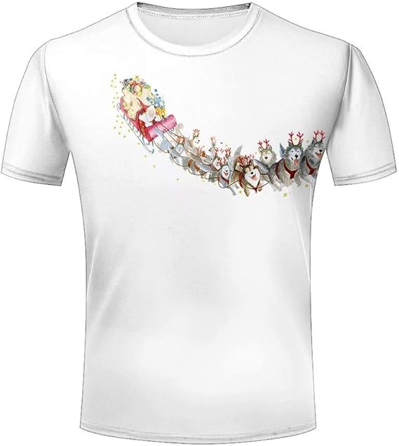 Amazon メンズ Tシャツ 3d プリント 柴犬 サンタクロース柄 半袖 春夏 海外人気 ファッション 父親 彼氏 息子 プレゼントに Tシャツ カットソー 通販