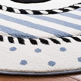 SAFAVIEH Carousel Kids Collection 4' Round Ivory / Navy CRK124A Nautical Anchor Nursery Playroom Area Rug 51PtwW6PLLL