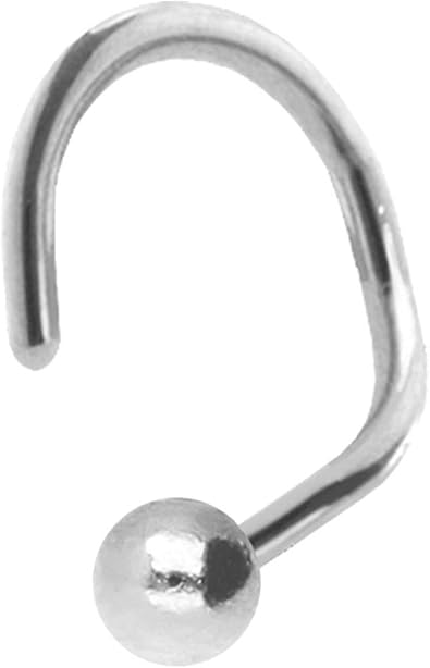 PIERCINGLINE® Piercing Nariz Palo Curvado de Plata 925 2 mm Bola: Amazon.es: Joyería