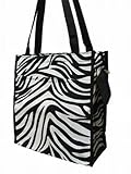 World Traveler Zebra Print Medium Travel Tote Bag, Black and White