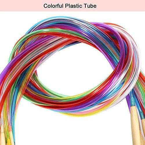 18 Pairs Bamboo Knitting Needles Set, BetyBedy Circular Wooden Knitting Needles with Colorful Plastic Tube, Small Tools for Weave are Included, 18 Sizes: 2mm - 10mm, 31.5" Length