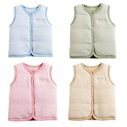 Monvecle Baby Warm Vests Unisex Infant to Toddler Padded Waistcoat (2T/3T, Blue Stripe)