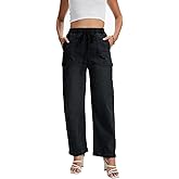 YOCUR Women's Wide Leg Drawstring High Waisted Jeans Elastic Waist Stretchy Straight Leg Baggy Denim Pants with Pockets