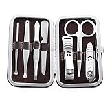 Stainless Steel Nail Care Tools Kit-7-Pack, Brown Case - (Premium Quality)