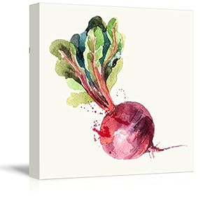 Square Canvas Wall Art - Beet Watercolor | Fruits Watercolor Art and Illustrations - Giclee Print Gallery Wrap Modern Home Art Ready to Hang - 12x12 inches