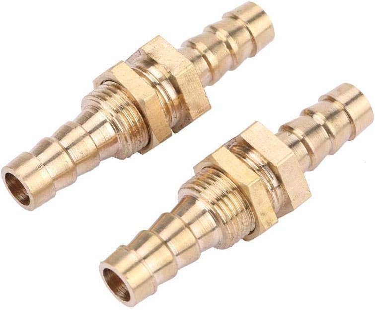 2 Pcs Hose Barb Brass Bulkhead Pipe Fitting Coupler Connector Adapter for Pipe Connection(8mm), Silver - Image 4