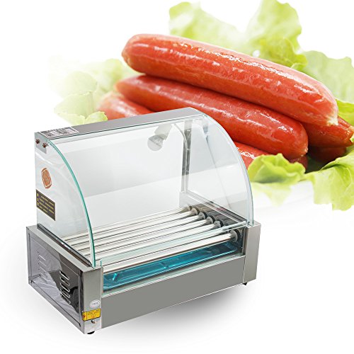 Commercial 18 Hot Dog Hotdog 7 Roller Grill Cooker Machine &Household Stainless Steel Electric Griddles with Cover,1050 Watts,Shipping from US