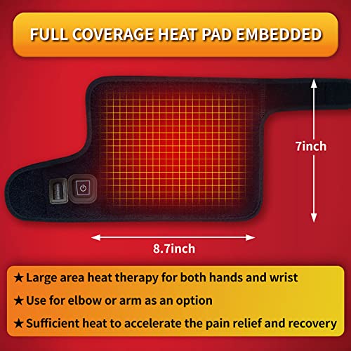 Hand & Wrist Heating Pad Wraps, Auto Shut Off Therapy Electric Heated Brace for Carpal Tunnel