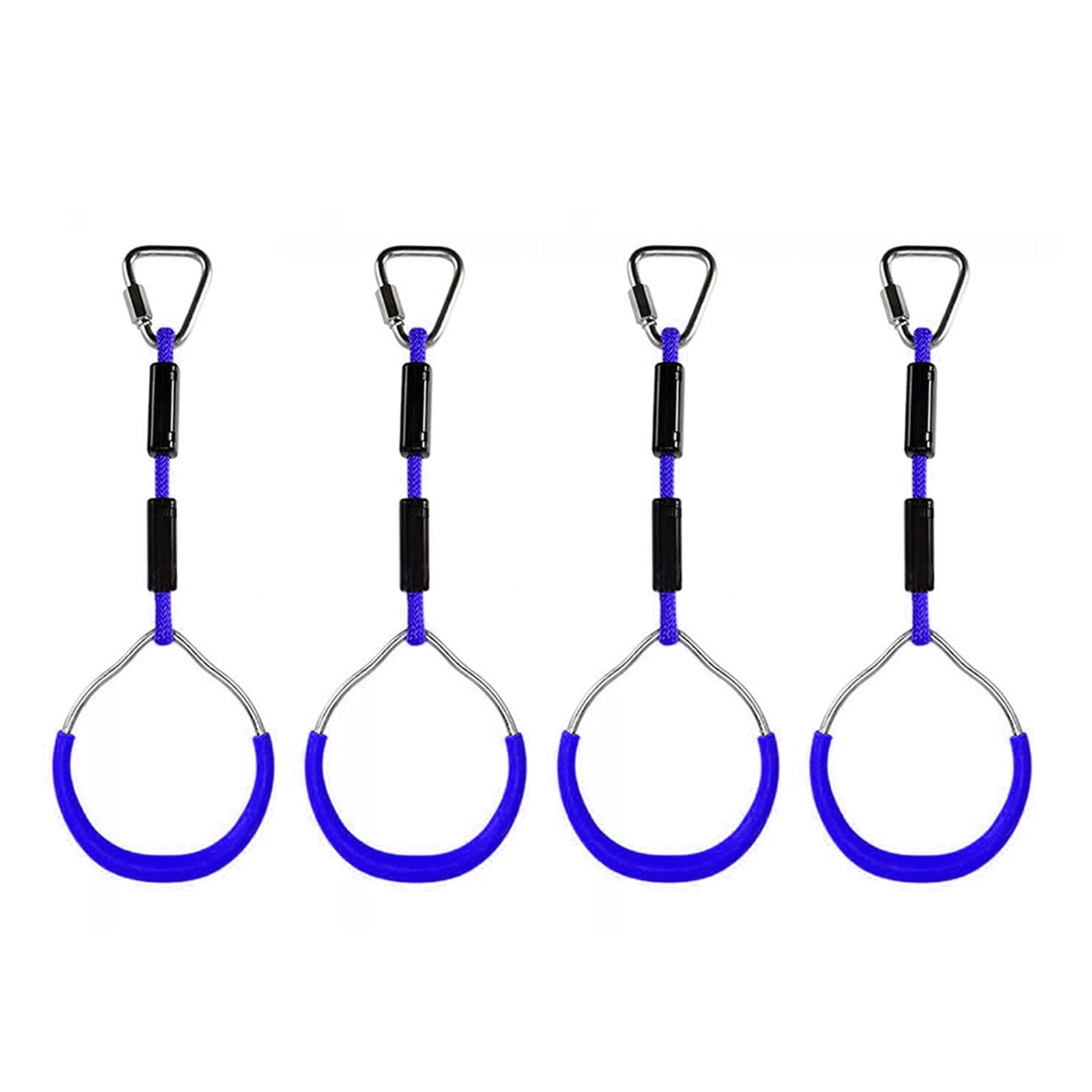 FBSPORT Pack of 4 Climbing Rings for Children, Outdoor Indoor Kids Ninja Rings, Maximum Load 160 kg, Plastic, Blue