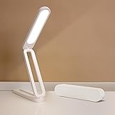 Foldable LED Desk Lamp, Slim Rechargeable USB Table Light, 2400mAh Reading Lamps, 3 Color Modes & Stepless Dimming, Portable 