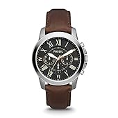 Fossil Men's FS4813 Grant Stainless Steel Watch with Brown Leather Band
