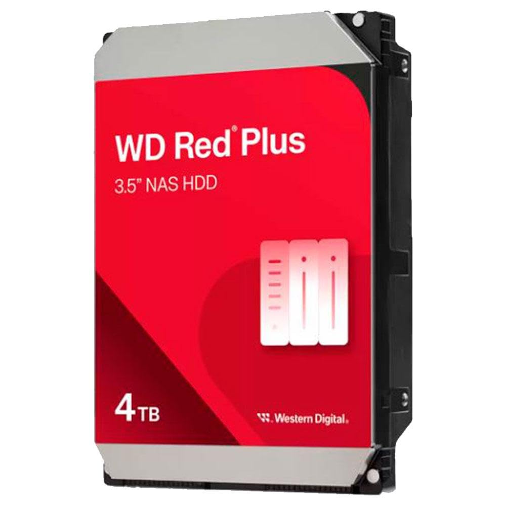 Western Digital 4TB WD Red Plus NAS Internal Hard Drive HDD - 5400 RPM, SATA 6 Gb/s, CMR, 128 MB Cache, 3.5" - WD40EFZZ