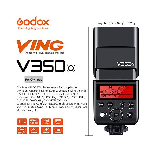 GODOX V350-O TTL Flash Speedlite Mini Blitz HSS 1/8000S GN36 2000mAh Wiederaufladbare Akku Master Slave Kamera… – Bild 5