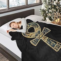 Ivarunner Ankh Blanket Black Throw Blanket Ancient