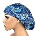 Women's Surgical Scrub Hat Nurse Ponytail Adjustable Euro Bouffant Blue Oil Bohemian DK Scrub Hats