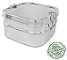 Lifestyle Block Stainless Steel Double Stack Cube 2 Compartment Lunch Box - X-Large