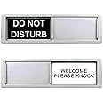 Do Not Disturb Privacy Door Sign - Please Knock for Home Office Restroom Conference Hospital, Non-Scratch Magnetic Slider Door Indicator, 7'' x 2'' - Black & White