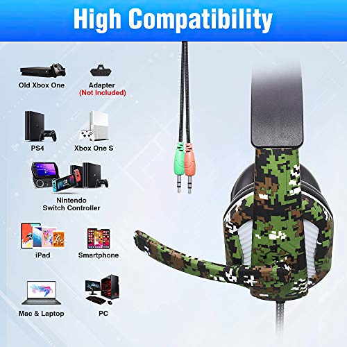 Gaming Headset, 3.5mm Wired Over-Ear Headphones with Mic Noise Cancelling Over-Head Stereo Gaming Headset for PS4 Xbox One PC Smartphone