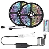 LED Strip Lights, ATTUOSUN 32.8ft/10M LED Rope Lights SMD5050 300Leds RGBW Color Changing LED Light Strip Kit with Sponge Adhesive, 44Key IR Remote Controller,DC12V Power Supply for Indoor Decoration